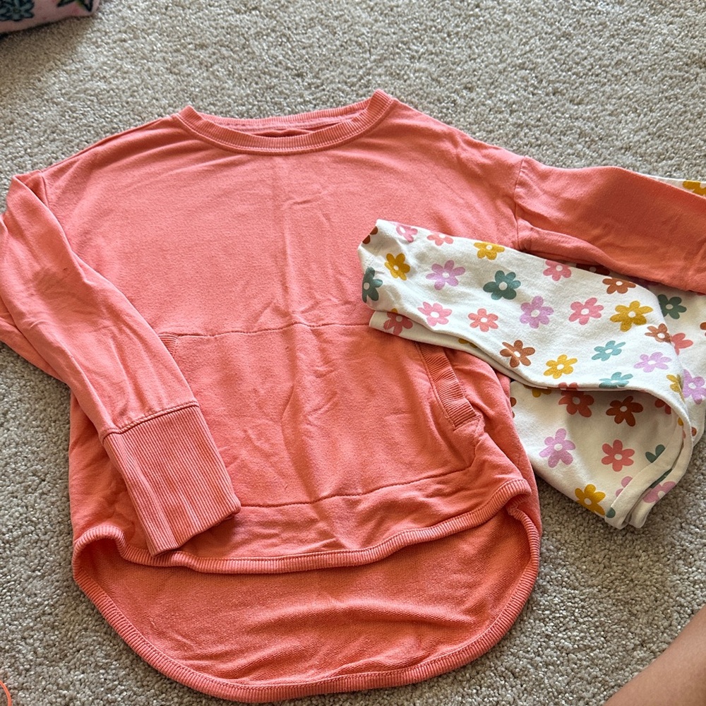 Pink Long Sleeve Shirt with Floral Pants
